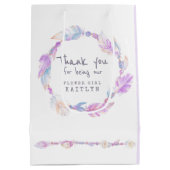 羽とビーズ結婚の紫色のバッグ ミディアムペーパーバッグ (裏面)