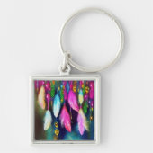 羽とビーズ キーホルダー (正面)