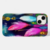 羽とビーズ パーソナライズされた Case-Mate iPhoneケース (裏面 (横))