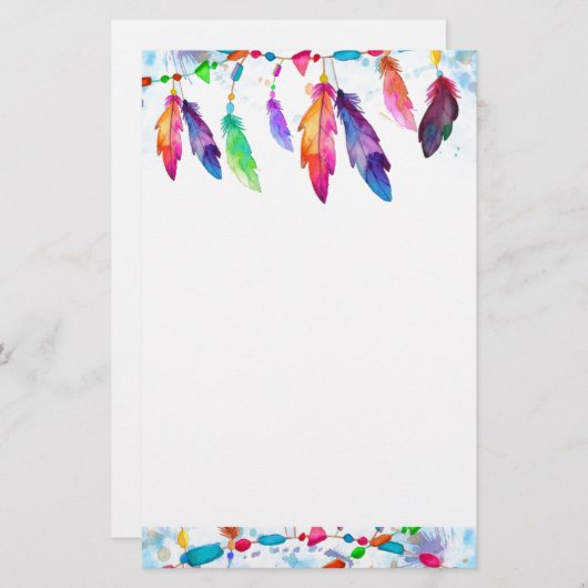 羽とビーズ 便箋 (正面/裏面)