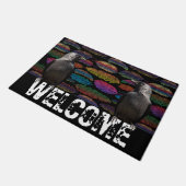 羽と二羽のカラス ドアマット (アングル)