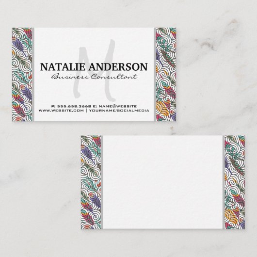 羽と渦巻き模様 名刺 (正面/裏面)