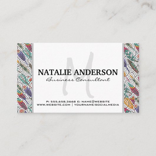 羽と渦巻き模様 名刺 (正面)