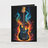 羽と炎エレキバスギター空白の カード (正面)