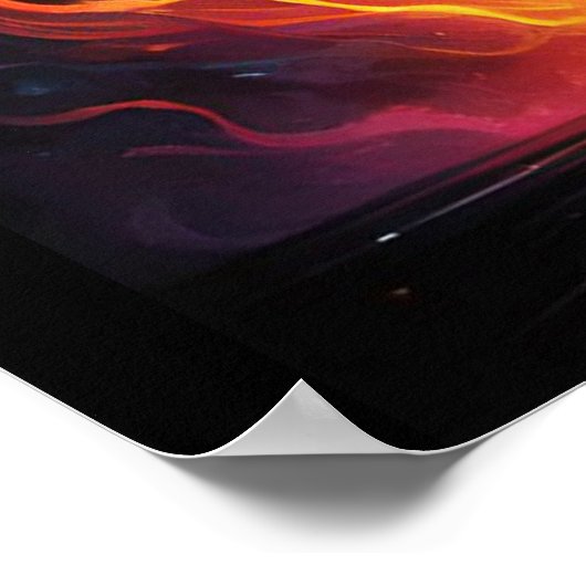 羽と炎エレクトリックバスギター ポスター (角)