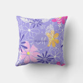 羽と花のモノグラムの模様 クッション (裏面)