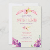 羽と花，結婚式招待状 招待状 (正面)