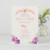 羽と花，結婚式招待状 招待状 (スタンド正面)