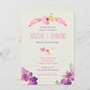 羽と花,結婚式招待状 招待状