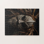羽と質感のアフリカの仮面 ジグソーパズル (横)