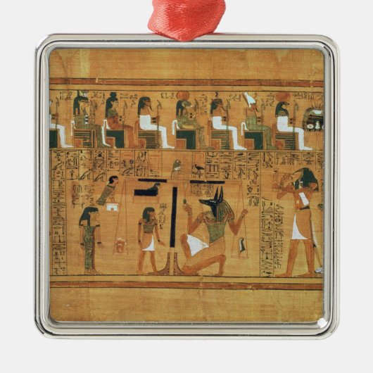 羽に対するハートの重量を量ることの メタルオーナメント (正面)