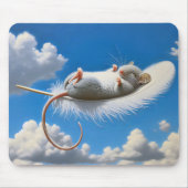 羽に浮いているネズミ マウスパッド (正面)