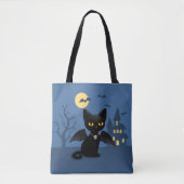 羽のあるハロウィン吸血鬼黒猫 トートバッグ (正面)