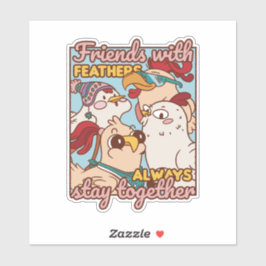 羽のある友達はいつも一緒にいる シール