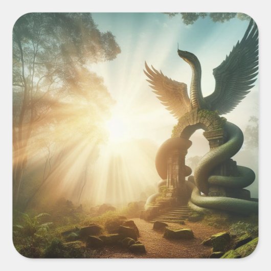 羽のある大きなヘビ スクエアシール (正面)