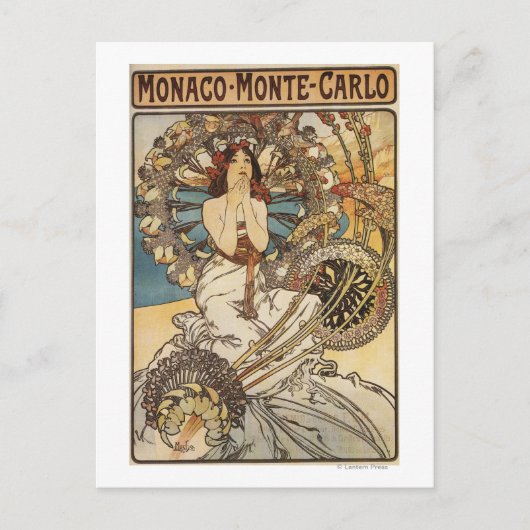 羽のある女性 – PLM鉄道旅行ポスター ポストカード (正面)