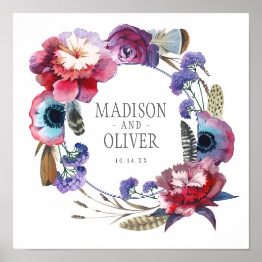 羽のある野草牡丹フローラ | 結婚s ポスター (正面)