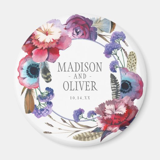 羽のある野草牡丹フローラ | 結婚s マグネット (正面)