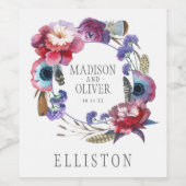 羽のある野草牡丹フローラ | 結婚s ワインラベル (シングルラベル)