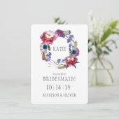 羽のある野草牡丹フローラ | 花嫁介添人 招待状 (スタンド正面)