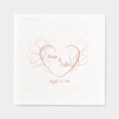 羽のようなハート型の中央をモノグラーム 箔ナプキン (正面)