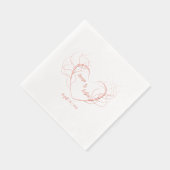 羽のようなハート型の中央をモノグラーム 箔ナプキン (右)