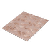 羽のようなバラ葉金ゴールドオンピンク タイル (側面)