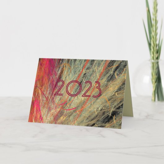 羽のようなフラクタル新年カスタム シーズンカード (正面)