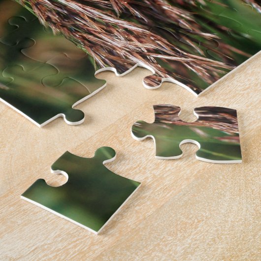 羽のような乾燥した草のクローズアップ自然 ジグソーパズル (側面)