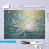 羽のような孔雀のプロムナードエレガント、白い孔雀 薄葉紙 (クラフト)