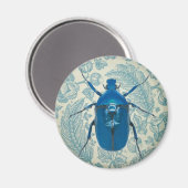 羽のような青いの青い葉甲虫 マグネット (正面/裏面)