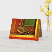 羽のような鳩 カード (黄色い花)