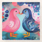 『羽のキス』ハッピーバレンタインデー ガラスコースター (正面)