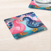 『羽のキス』ハッピーバレンタインデー スクエアペーパーコースター (アングル)