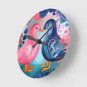 『羽のキス』ハッピーバレンタインデー ラウンド壁時計 (傾斜)