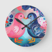 『羽のキス』ハッピーバレンタインデー ラウンド壁時計 (正面)