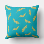 羽のターコイズの黄色の枕として簡単 クッション (裏面)