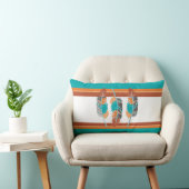 羽のティール（緑がかった色）と砂漠の色2 ランバークッション (椅子)