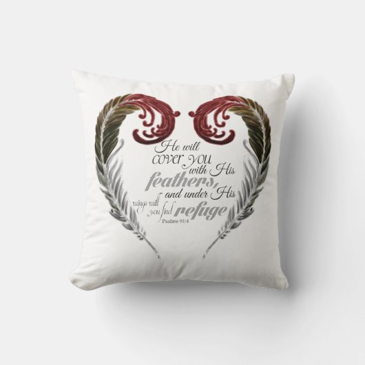 羽のハートの聖なる書物、経典の枕 クッション (正面)