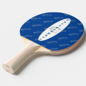 羽のパターン青シンプルいモダン名モノグラム 卓球ラケット (正面アングル)