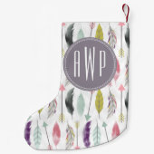 羽のモノグラムのクリスマスのストッキング スモールクリスマスストッキング (裏面)