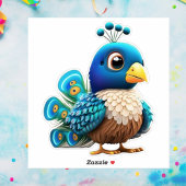 羽の付いたベビー孔雀,孔雀,漫画グラフィック シール