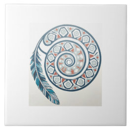 羽の付いた円 タイル