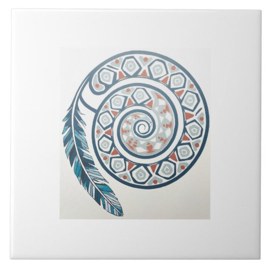 羽の付いた円 タイル (正面)