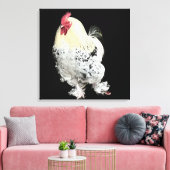 羽の付いた白いコックレル足No 2 キャンバスプリント (インサイチュ (リビング))