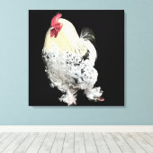 羽の付いた白いコックレル足No 2 キャンバスプリント (インサイチュ (ウッドフロア))