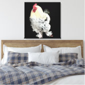 羽の付いた白いコックレル足No 2 キャンバスプリント (インサイチュ (寝室))