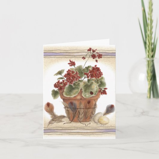 羽の付いた花 – ノートカード (正面)