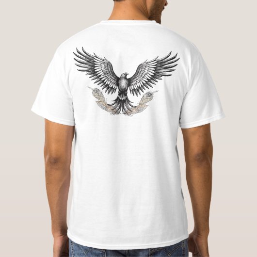 羽の付いた華美鷲 Tシャツ (裏面)