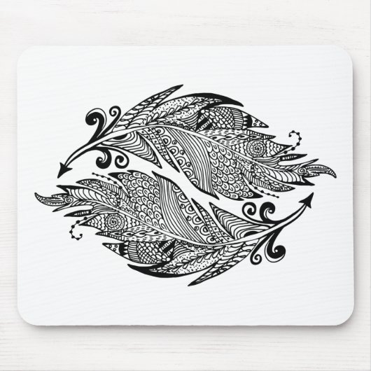 羽の刺激を受けたなスケッチ マウスパッド (正面)